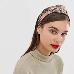 ASOS headband with knot detail in snake print